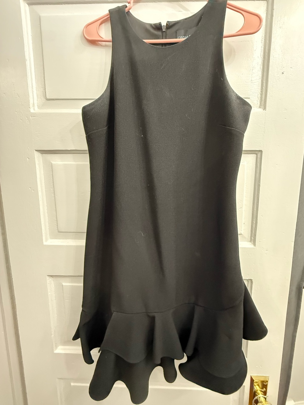 Cynthia Rowley Black Sleeveless Ruffle-Hem Mini Dress
